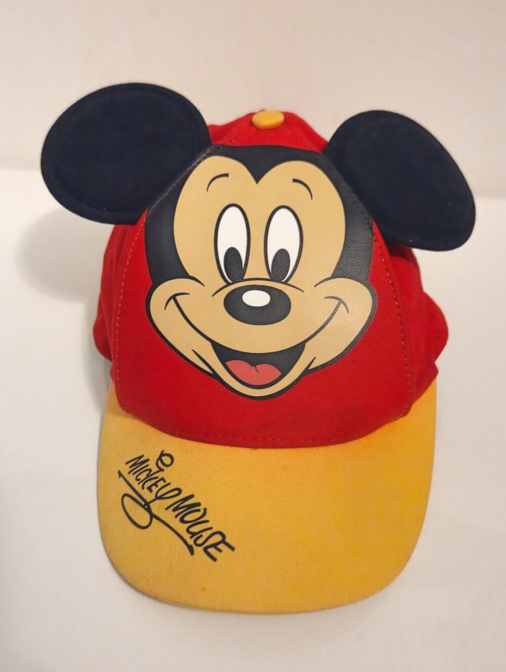 Disney Parks Mickey Mouse Ears Youth Snapback Hat Red Yellow Character Cap